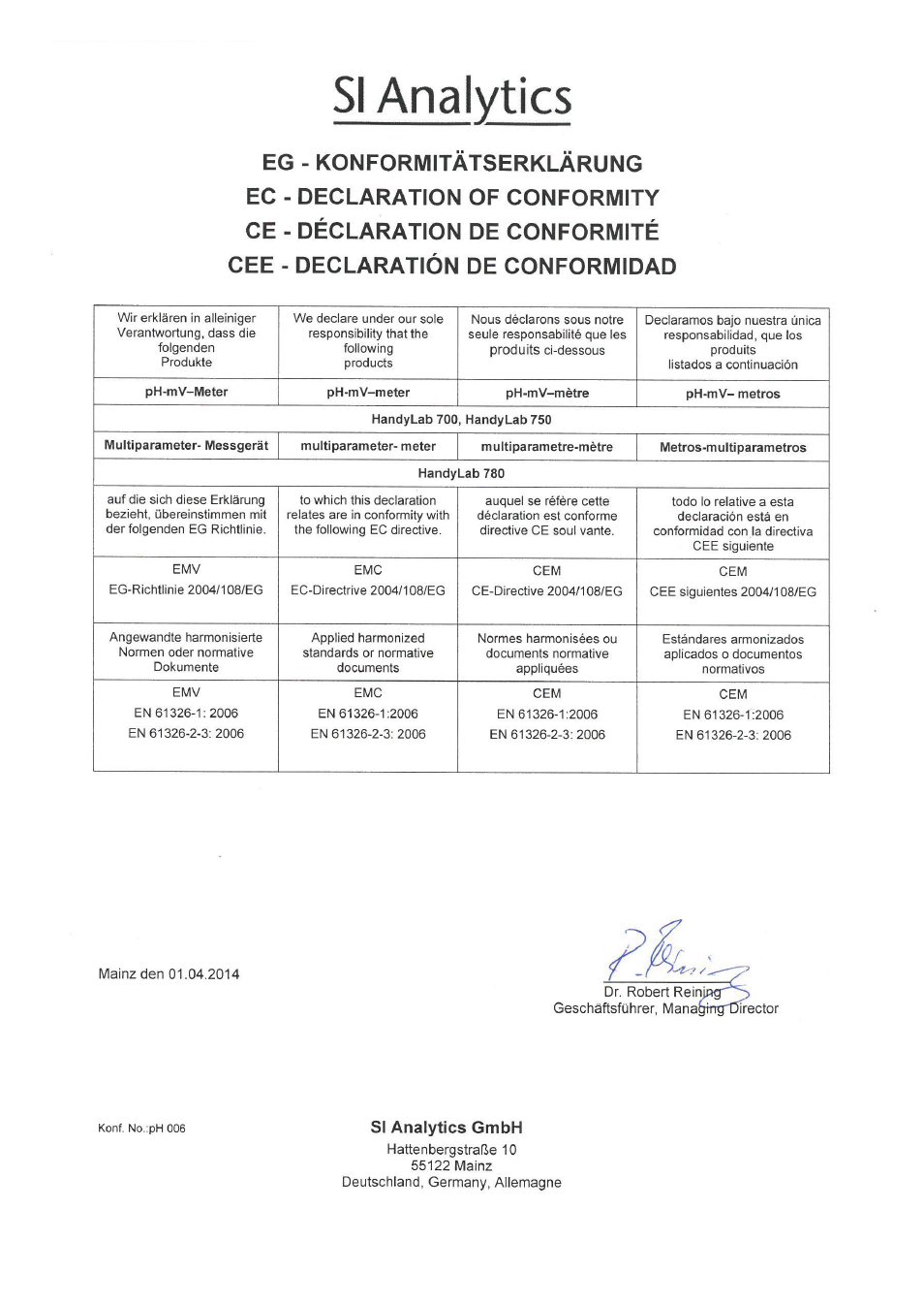 Xylem HandyLab 780 User Manual | Page 161 / 164