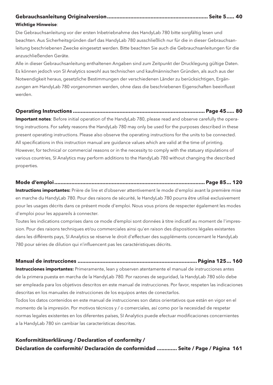 Xylem HandyLab 780 User Manual | Page 2 / 164