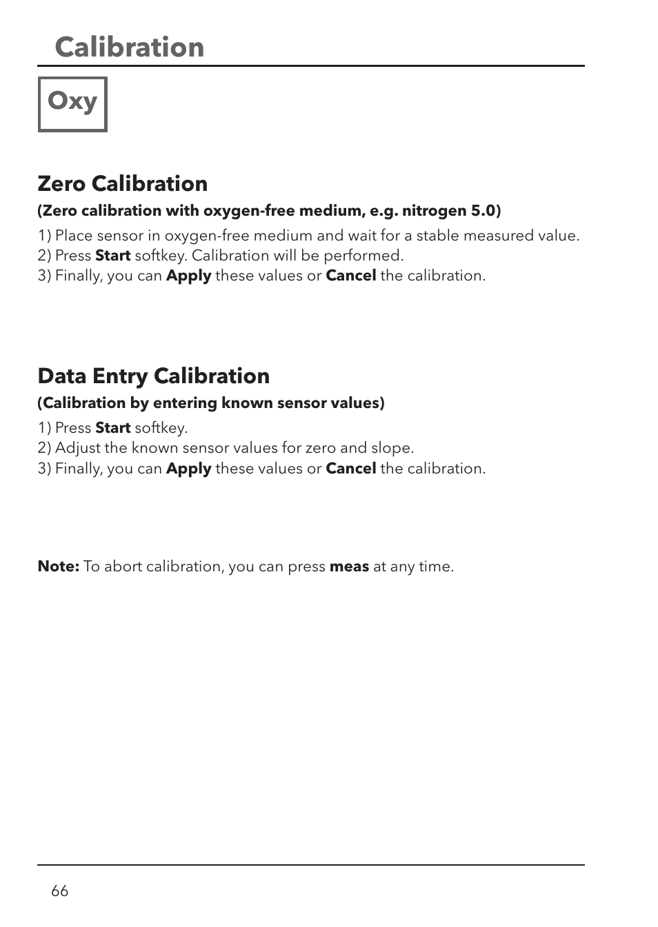 Calibration, Zero calibration, Data entry calibration | Xylem HandyLab 780 User Manual | Page 66 / 164