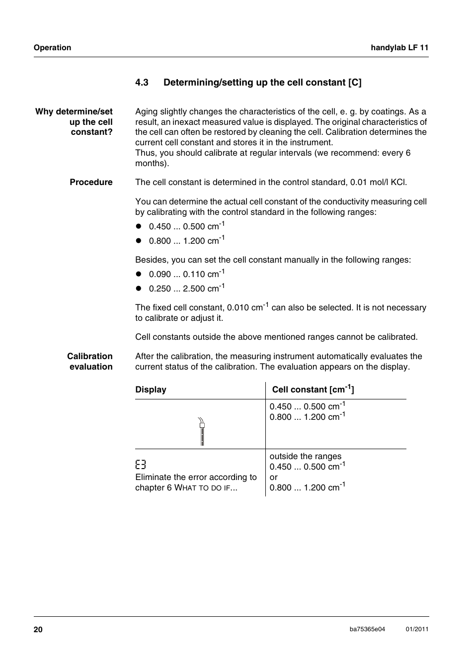 3 determining/setting up the cell constant [c, Determining/setting up the cell constant [c, Bed in section 4.3 | Xylem handylab LF 11 User Manual | Page 20 / 44