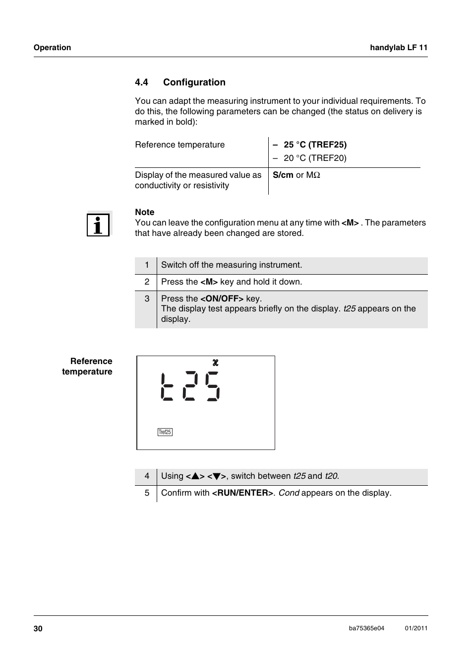 4 configuration, Configuration, Ee section 4.4 c | Onfiguration, 52 t, Se y | Xylem handylab LF 11 User Manual | Page 30 / 44