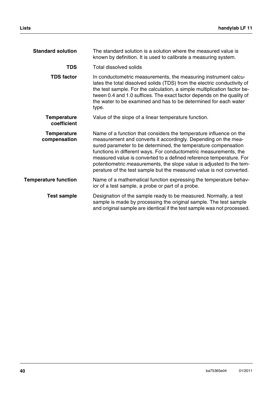 Xylem handylab LF 11 User Manual | Page 40 / 44