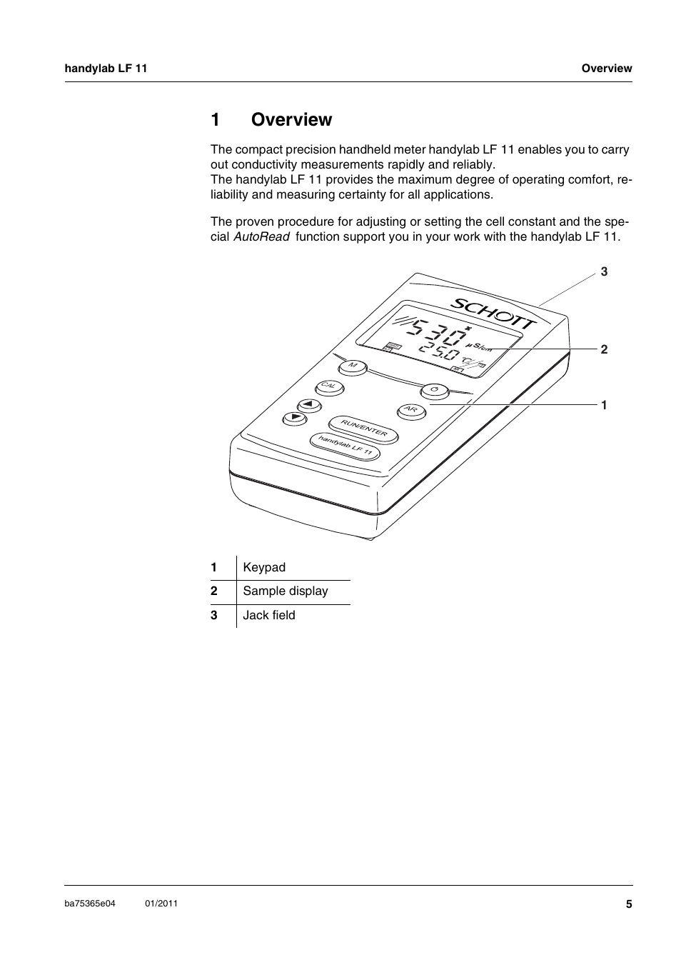 1 overview, Overview, 1overview | Xylem handylab LF 11 User Manual | Page 5 / 44