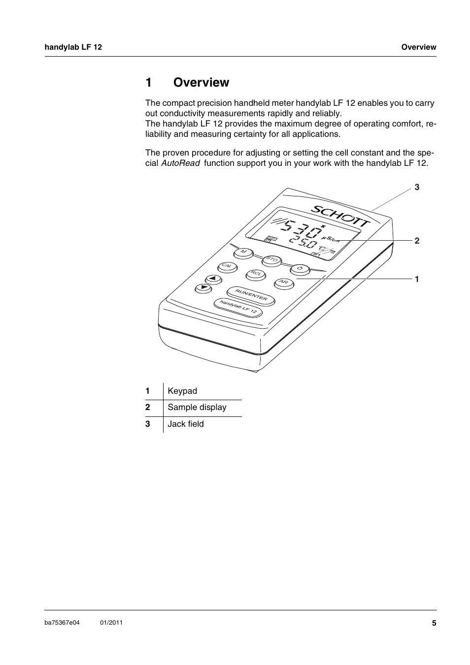 1 overview, Overview, 1overview | Xylem handylab LF 12 User Manual | Page 5 / 64