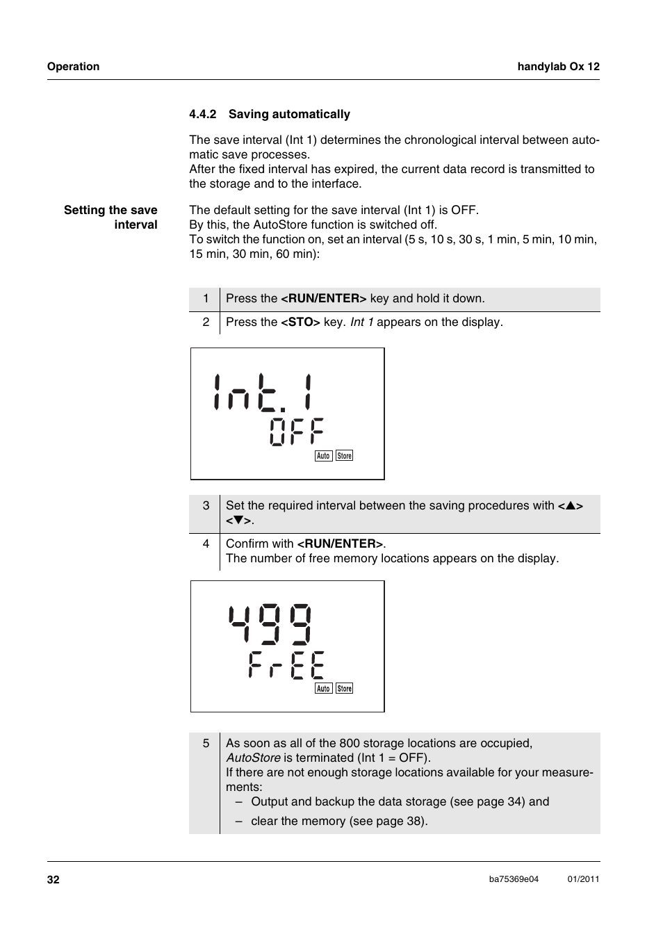 2 saving automatically, Saving automatically, T 1 n 1 | Xylem handylab OX 12 User Manual | Page 32 / 60