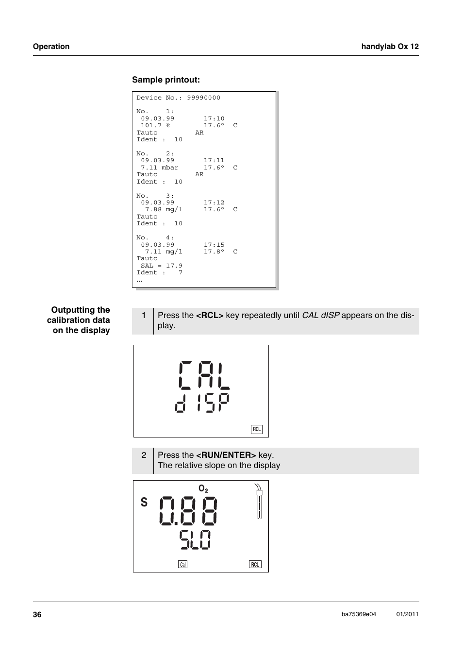 Lc a, Pi s, F °c | Xylem handylab OX 12 User Manual | Page 36 / 60