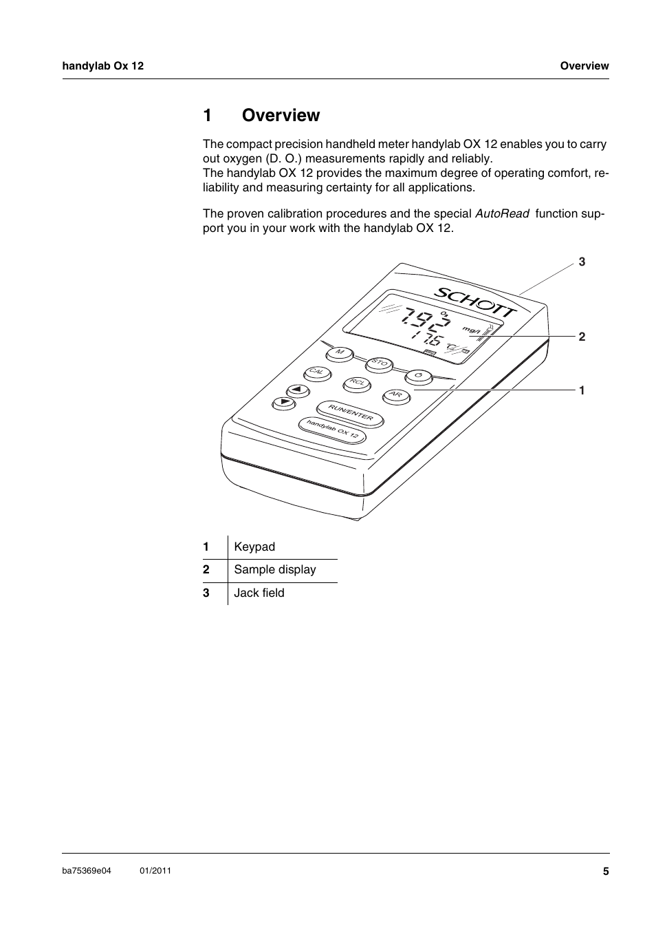 1 overview, Overview, 1overview | Xylem handylab OX 12 User Manual | Page 5 / 60