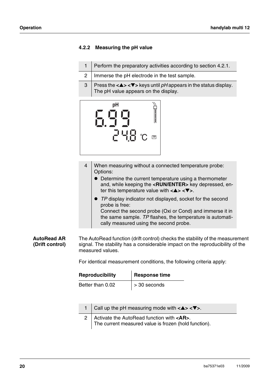 2 measuring the ph value, Measuring the ph value | Xylem handylab multi 12 User Manual | Page 20 / 82