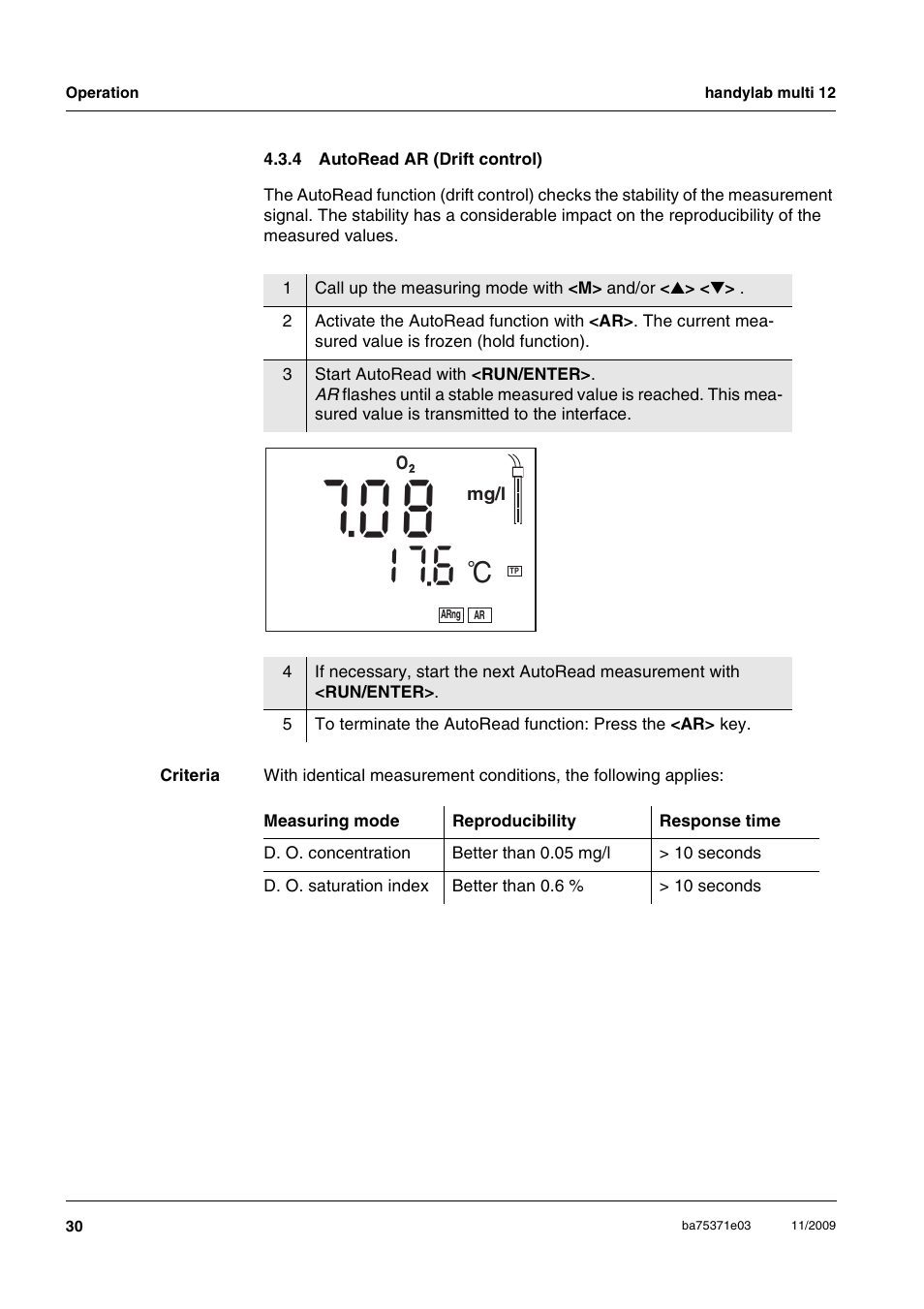 4 autoread ar (drift control), Autoread ar (drift control) | Xylem handylab multi 12 User Manual | Page 30 / 82