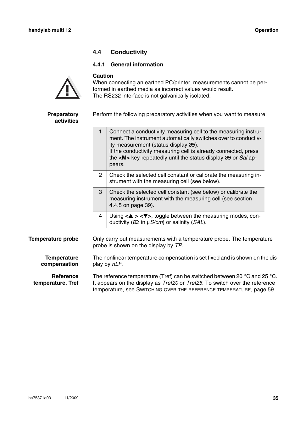 4 conductivity, 1 general information, Conductivity 4.4.1 | General information | Xylem handylab multi 12 User Manual | Page 35 / 82