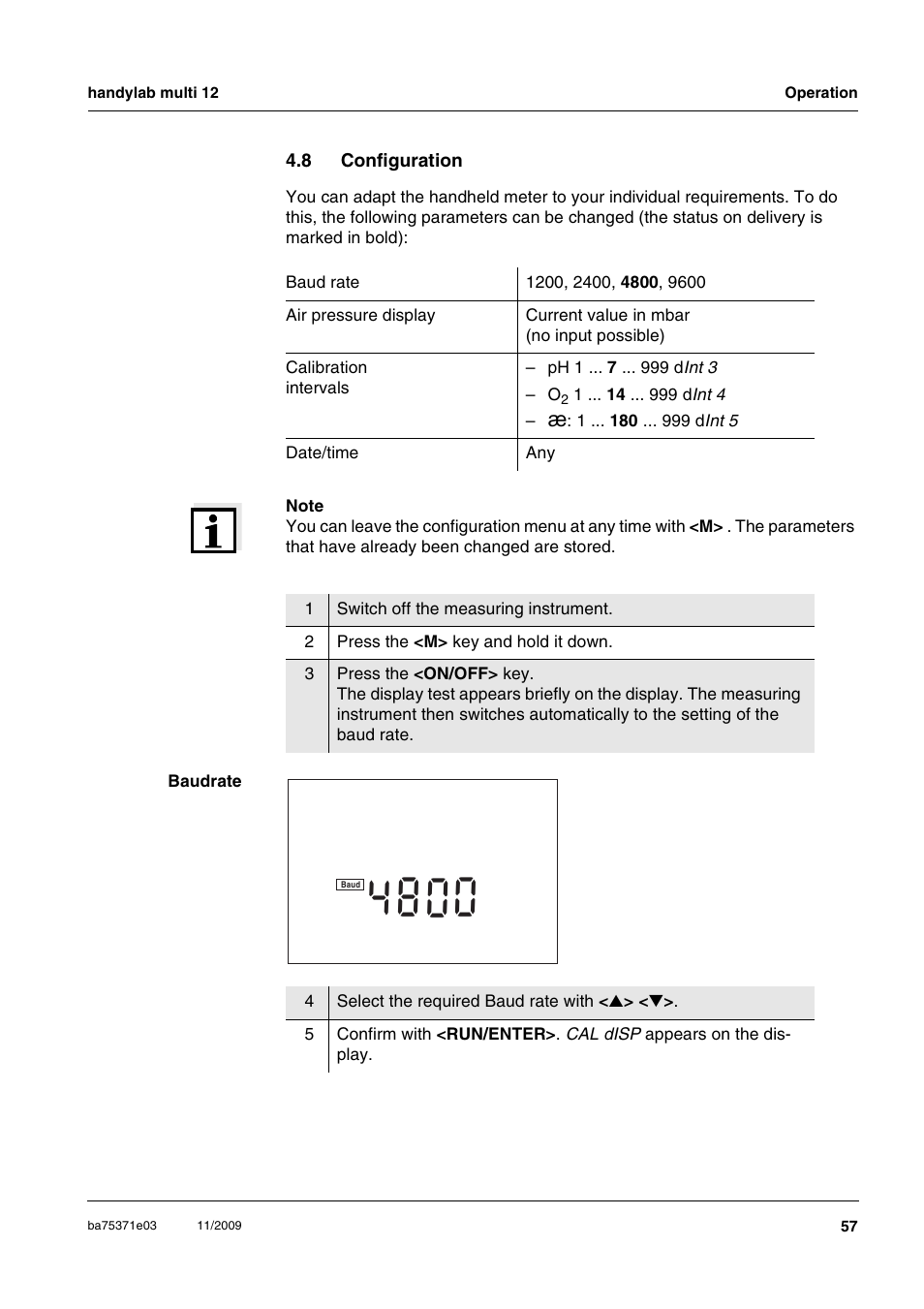 8 configuration, Configuration, Ee section 4.8 c | Onfiguration | Xylem handylab multi 12 User Manual | Page 57 / 82