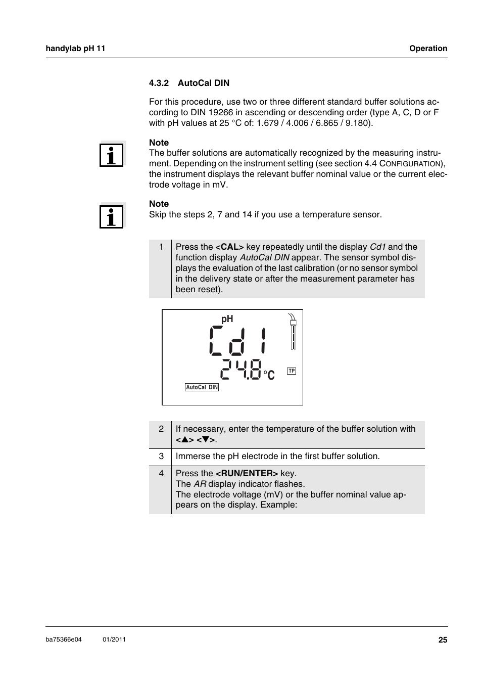 2 autocal din, Autocal din, 1c d | Xylem handylab pH 11 User Manual | Page 25 / 48