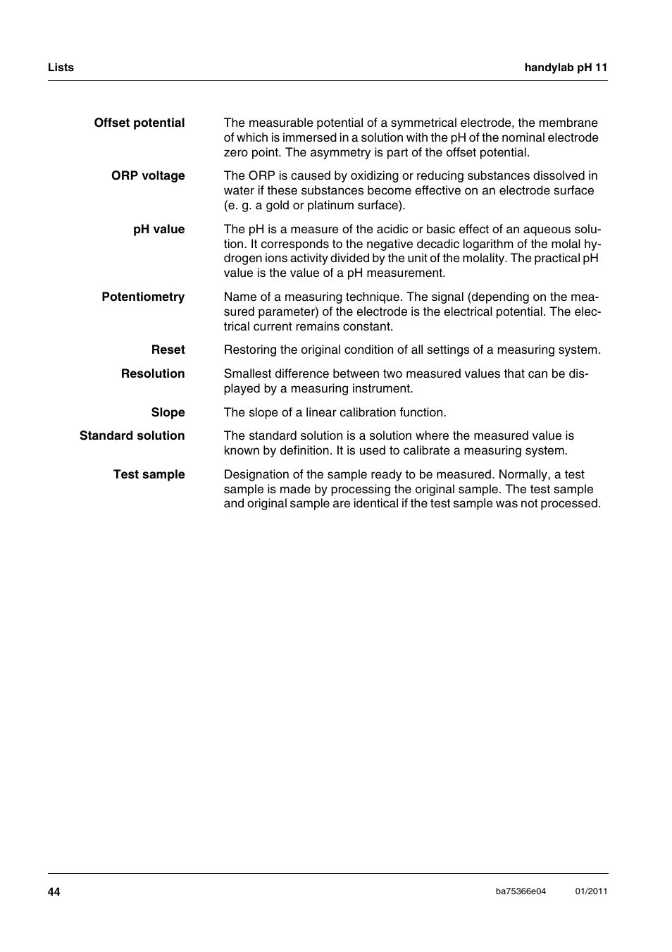 Xylem handylab pH 11 User Manual | Page 44 / 48