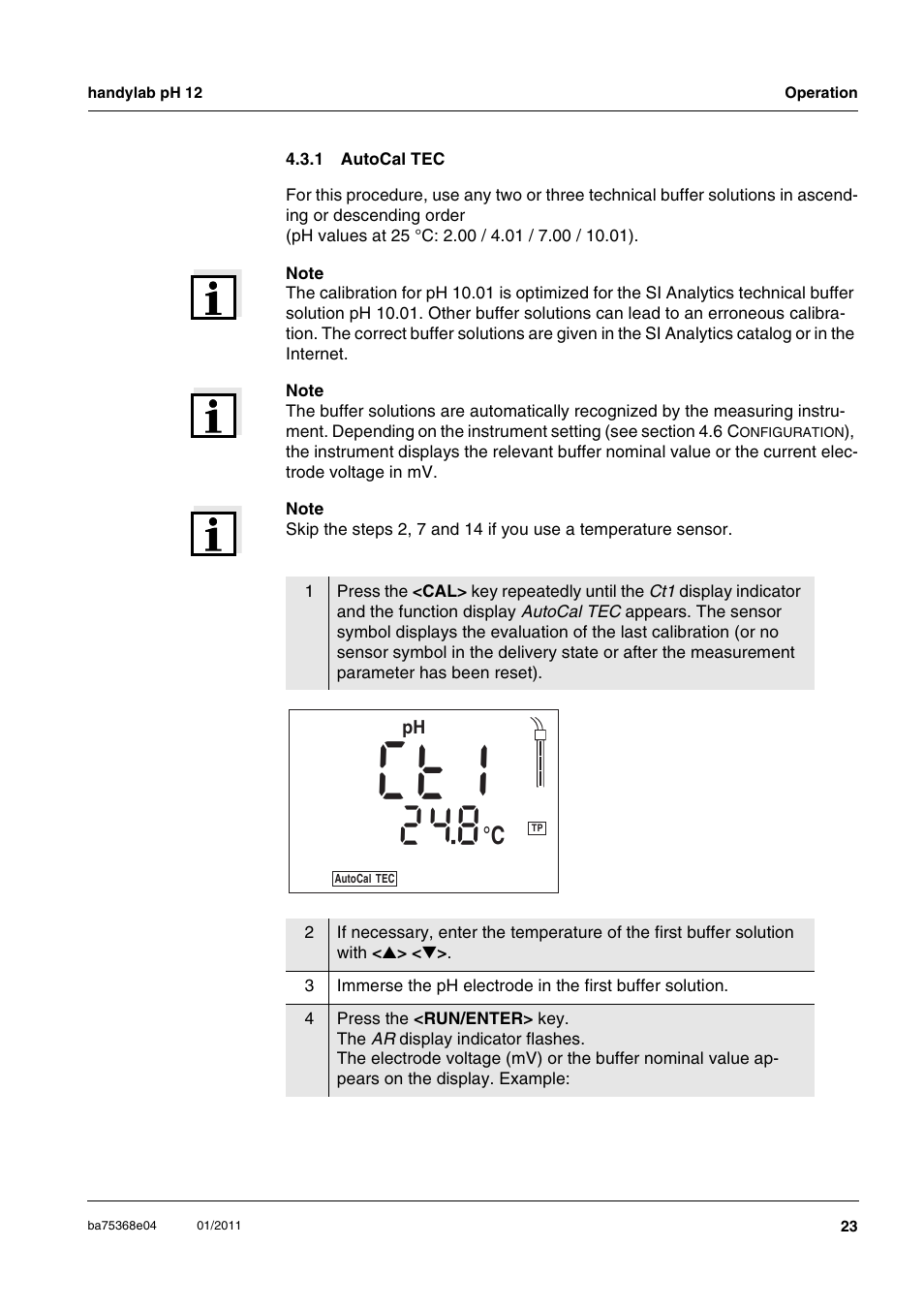 1 autocal tec, Autocal tec, 1c t | Xylem handylab pH 12 User Manual | Page 23 / 68