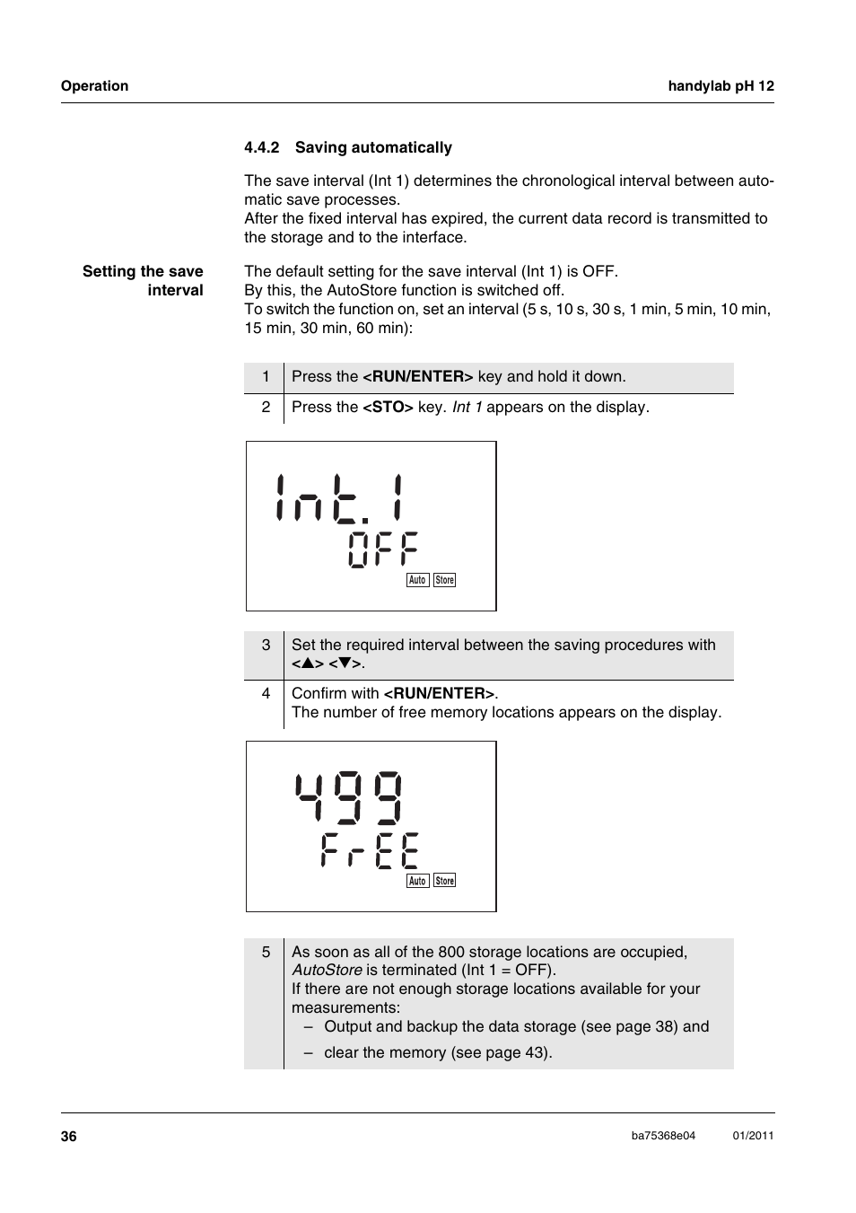 2 saving automatically, Saving automatically, T 1 n 1 | Xylem handylab pH 12 User Manual | Page 36 / 68