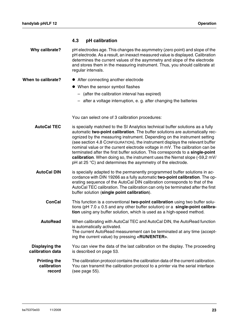 3 ph calibration, Ph calibration | Xylem handylab pH LF 12 User Manual | Page 23 / 80