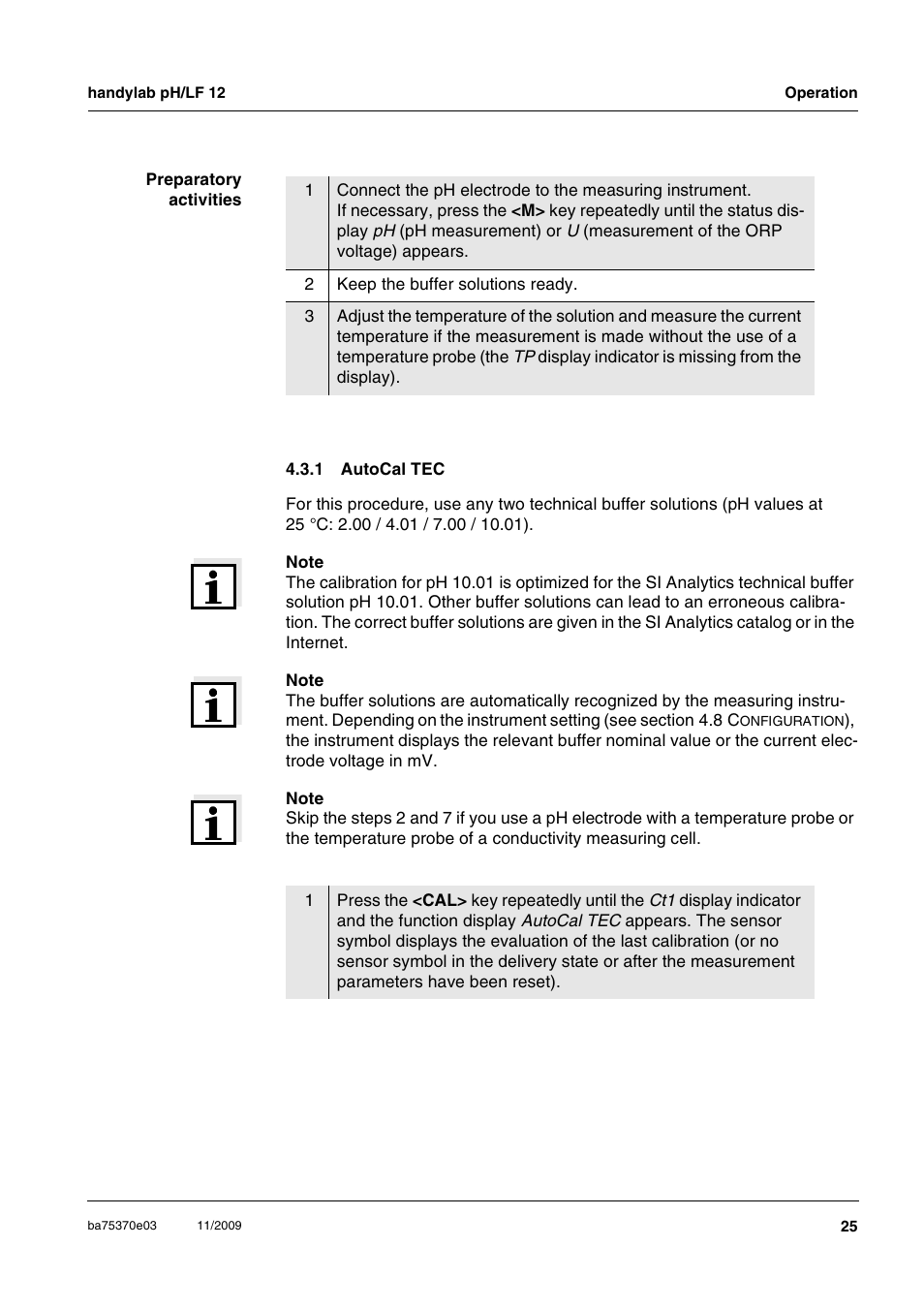 1 autocal tec, Autocal tec | Xylem handylab pH LF 12 User Manual | Page 25 / 80