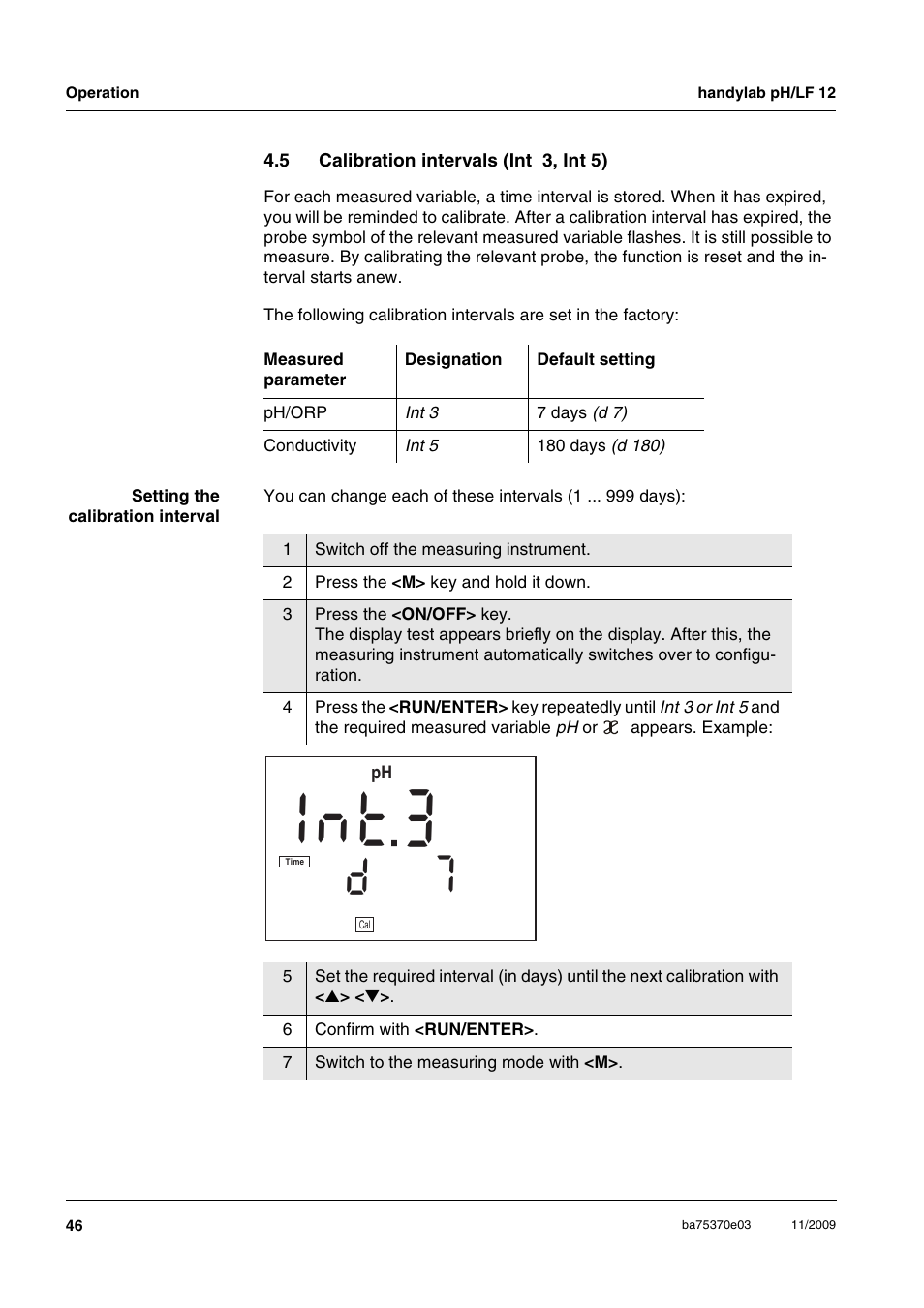 5 calibration intervals (int 3, int 5), Calibration intervals (int 3, int 5), T 3 n 1 | Xylem handylab pH LF 12 User Manual | Page 46 / 80
