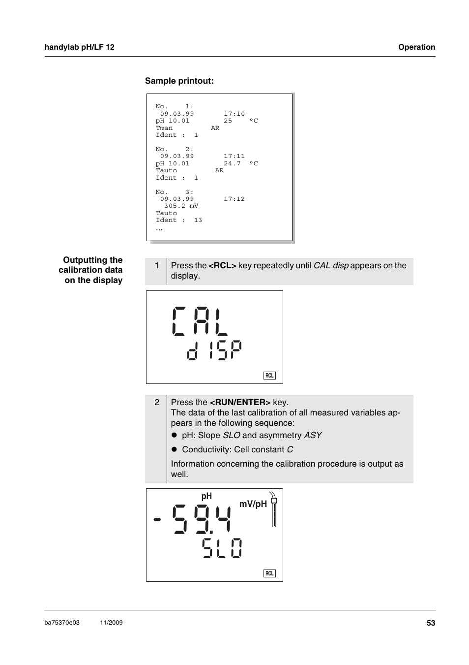 C a l | Xylem handylab pH LF 12 User Manual | Page 53 / 80