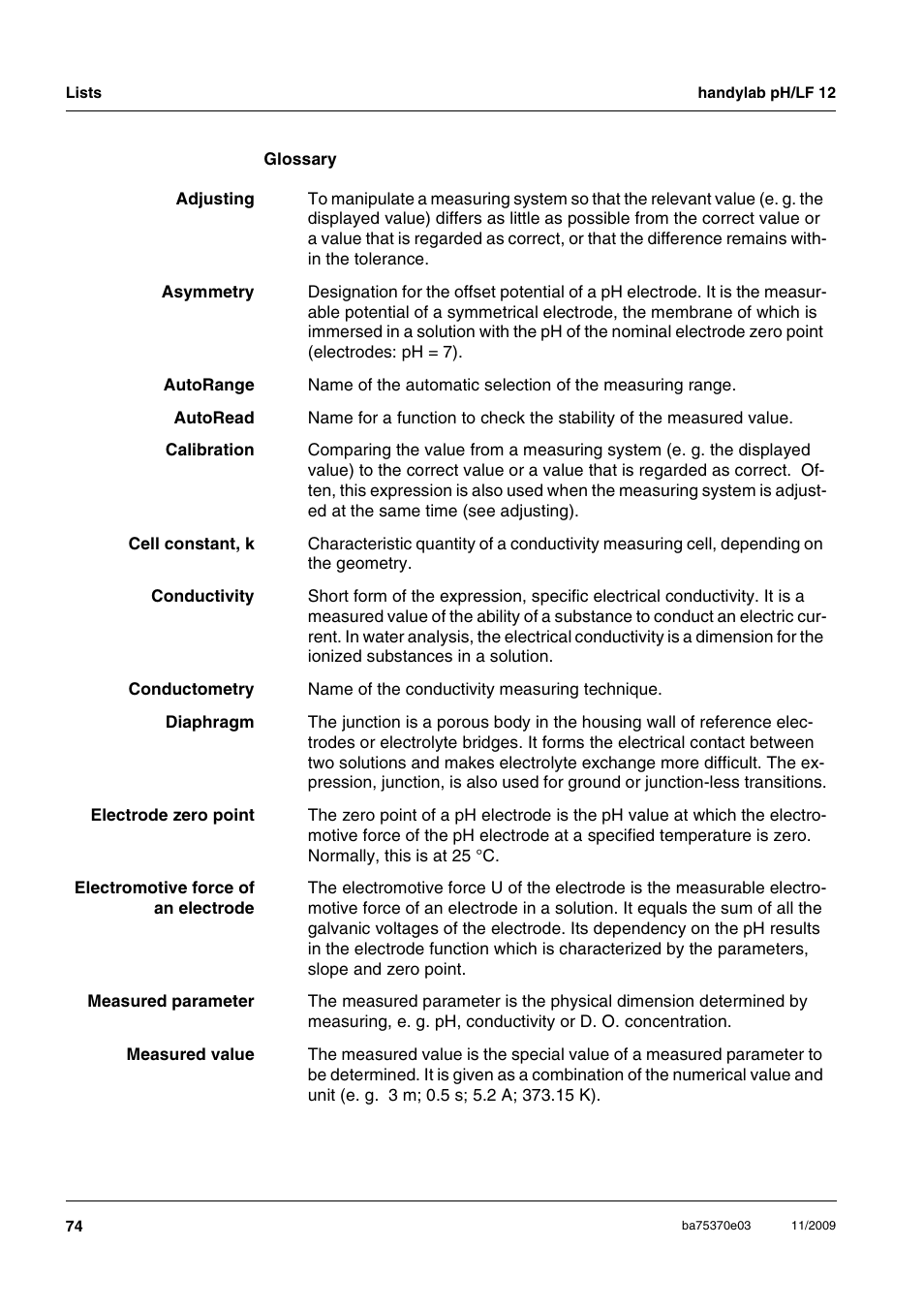 Xylem handylab pH LF 12 User Manual | Page 74 / 80