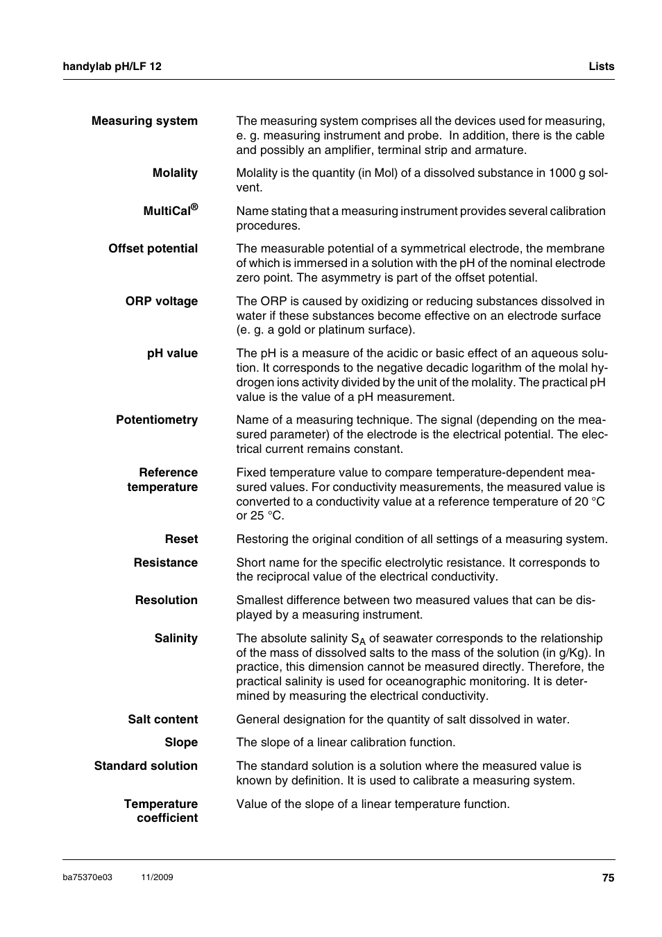 Xylem handylab pH LF 12 User Manual | Page 75 / 80