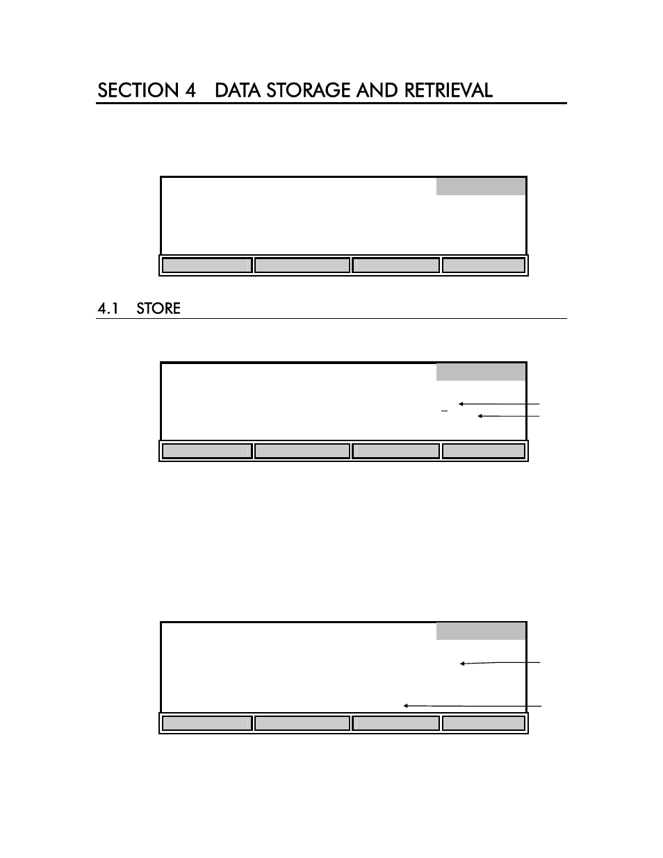 Section 4 data storage and retrieval, 1 store, Data storage and retrieval | Us/cm | YSI 3200 User Manual | Page 31 / 86