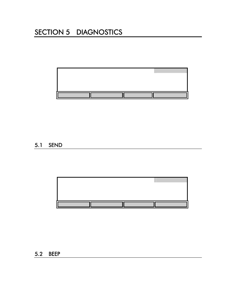 Section 5 diagnostics, 1 send, 2 beep | Diagnostics, 1 send 5.2 beep | YSI 3200 User Manual | Page 39 / 86