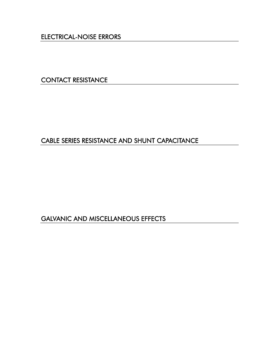 Electrical-noise errors, Contact resistance, Cable series resistance and shunt capacitance | Galvanic and miscellaneous effects | YSI 3200 User Manual | Page 55 / 86