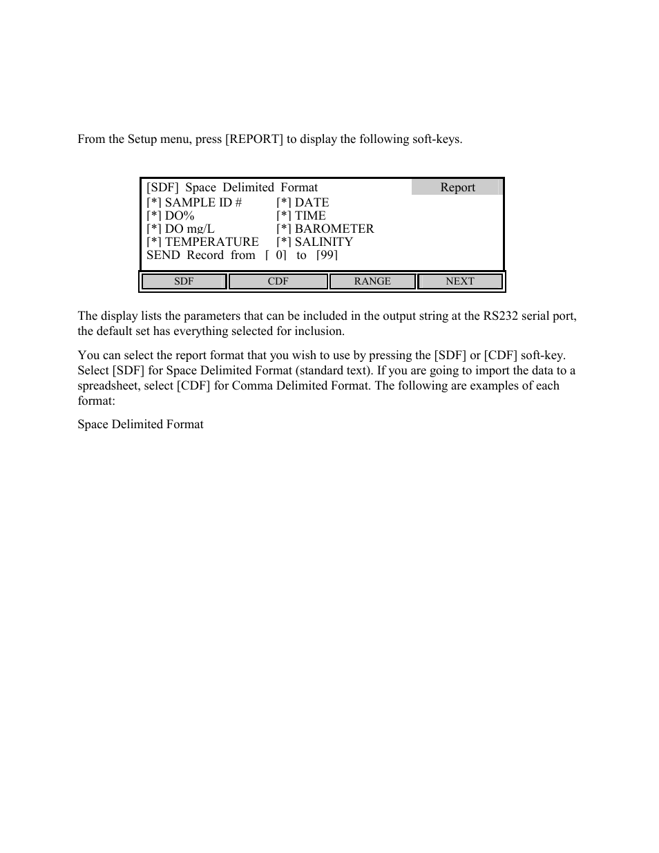 Report setup, 2 report setup | YSI 5000 User Manual | Page 17 / 70