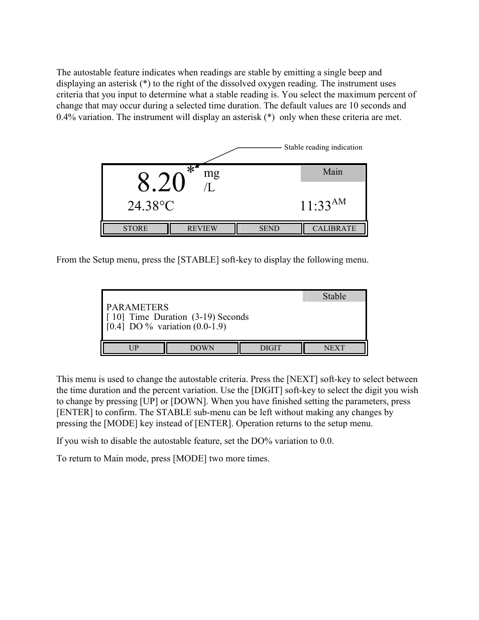 Autostable setup, 3 autostable setup, Mg /l | YSI 5000 User Manual | Page 19 / 70