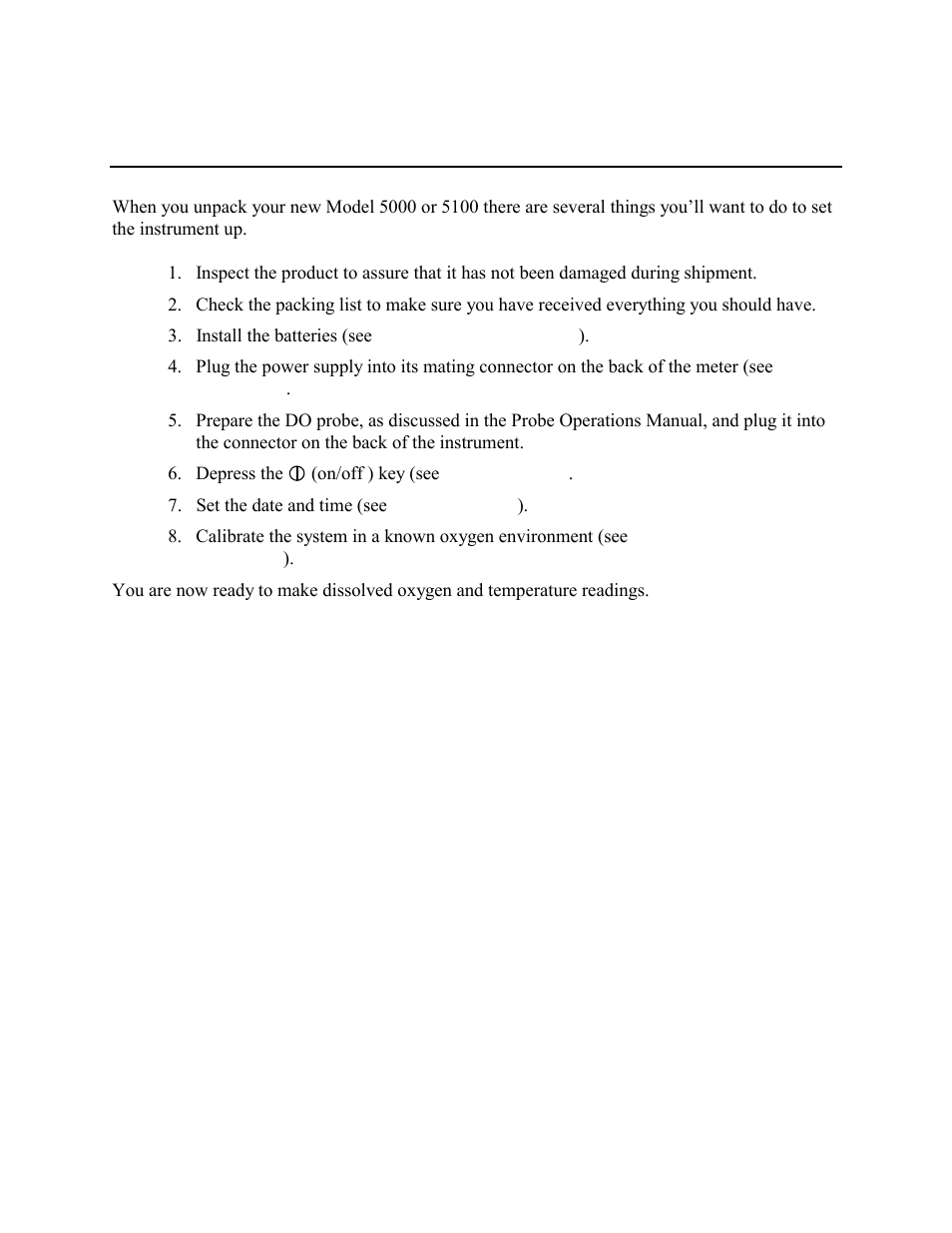 Quick start, Quick, Start | YSI 5000 User Manual | Page 8 / 70