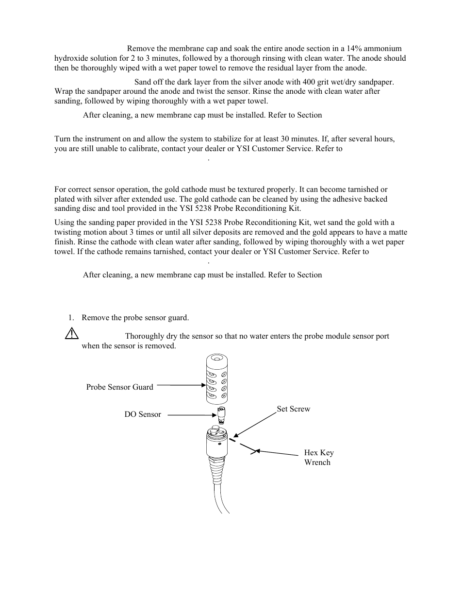 Gold cathode cleaning, Do sensor replacement, 2 do sensor replacement | YSI 5200 User Manual | Page 113 / 148