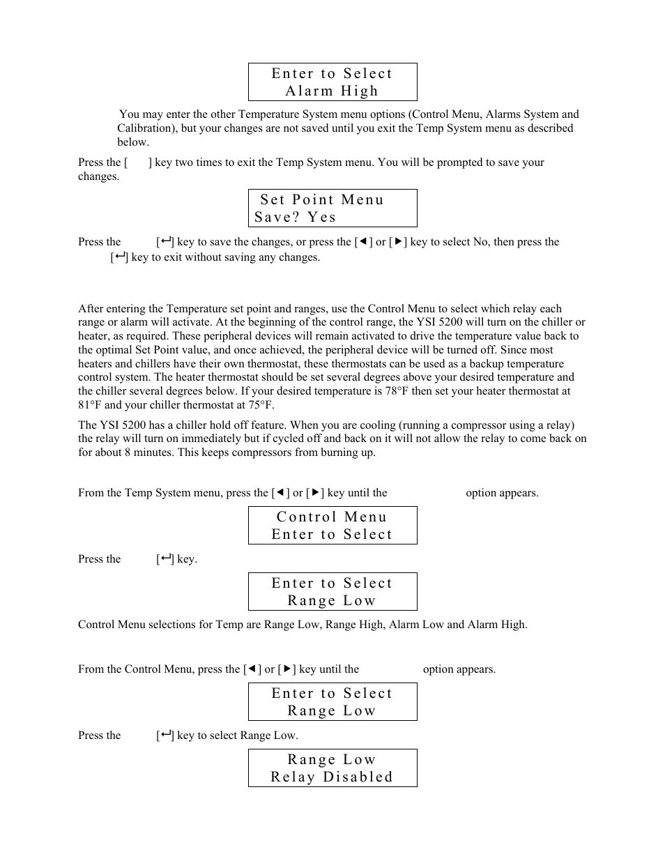 Control menu, Relay setup | YSI 5200 User Manual | Page 43 / 148