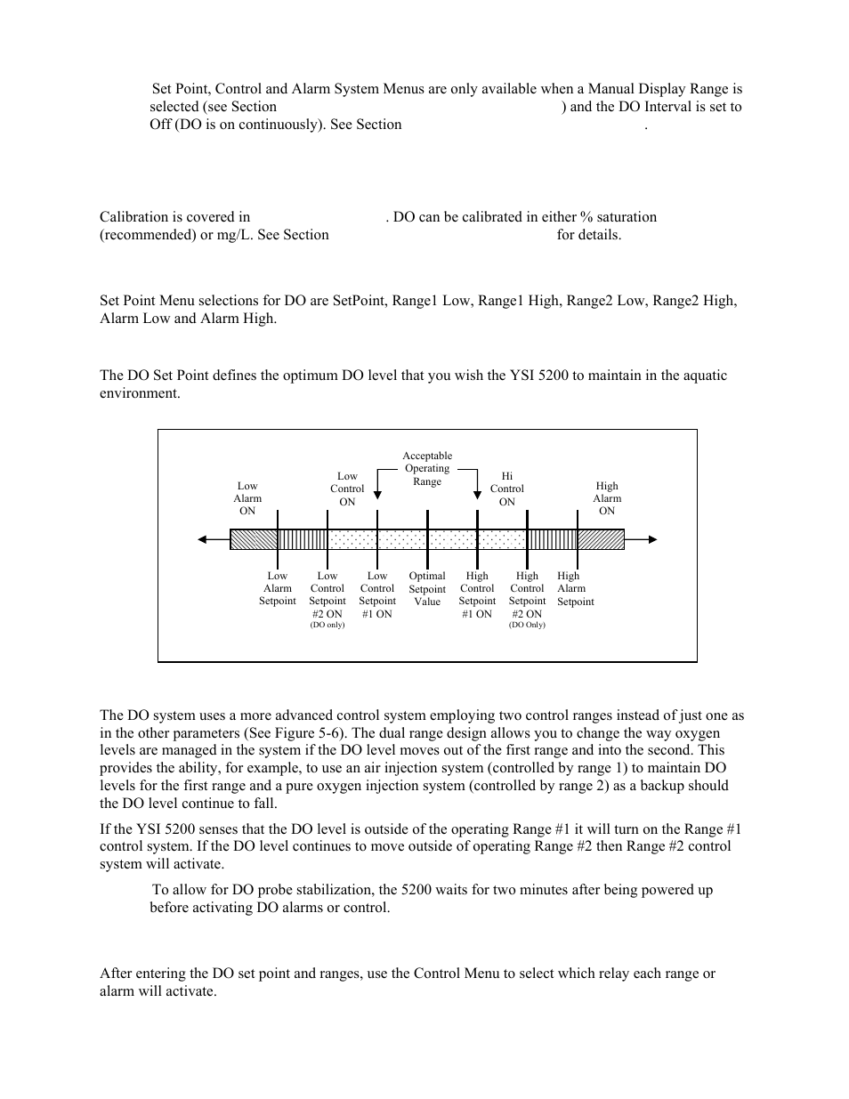 Calibration, Set point menu, Setpoint | Control menu | YSI 5200 User Manual | Page 48 / 148