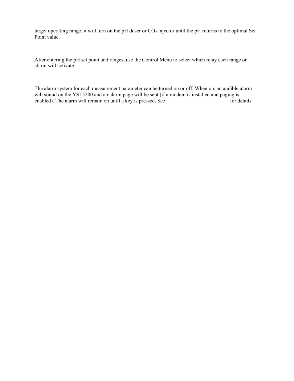 Control menu, Alarm system | YSI 5200 User Manual | Page 53 / 148