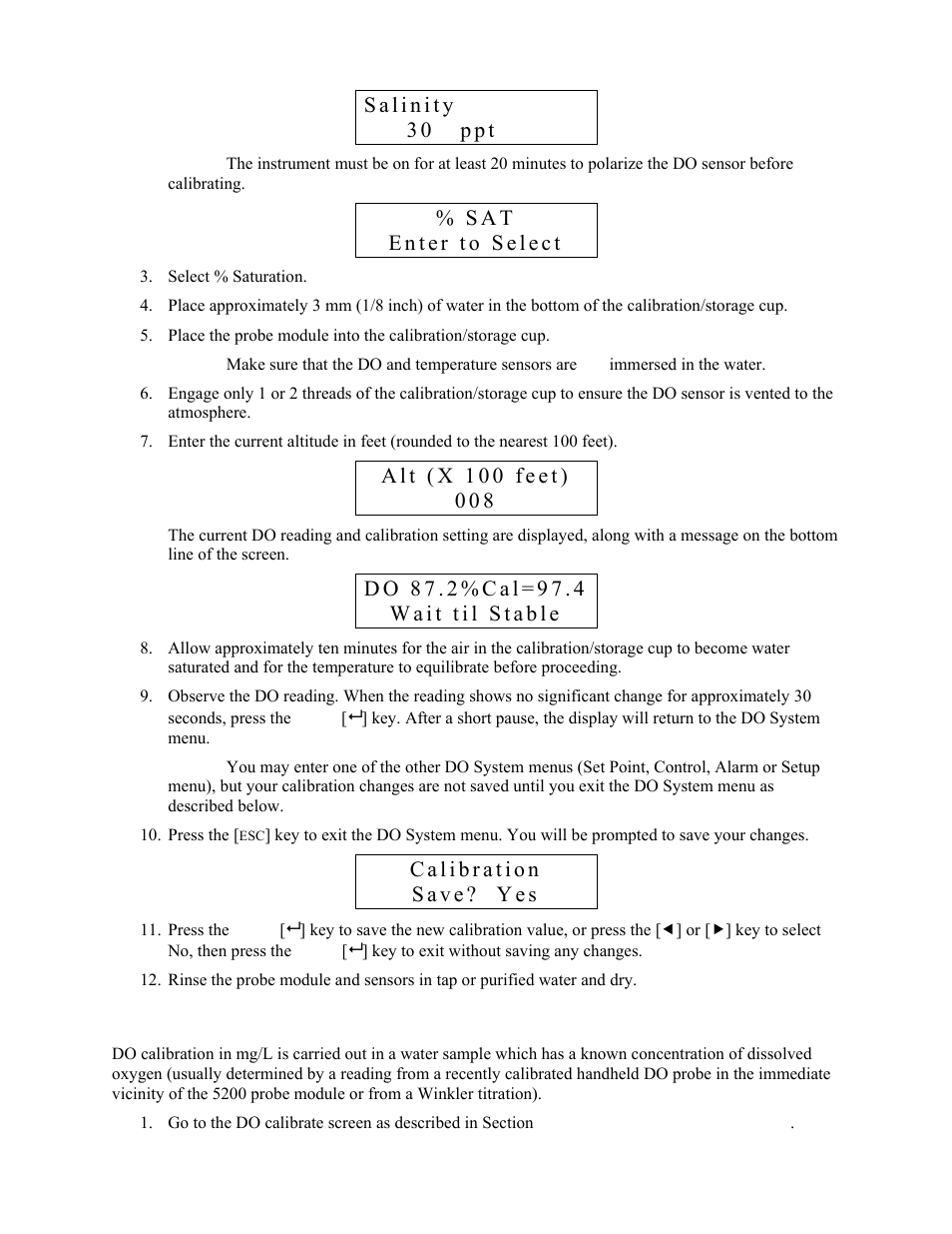 Do calibration in mg/l | YSI 5200 User Manual | Page 66 / 148