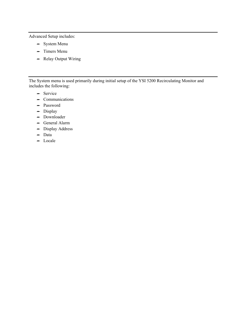 Advanced setup, System menu, Section 9 | Ystem, 1 system menu | YSI 5200 User Manual | Page 84 / 148