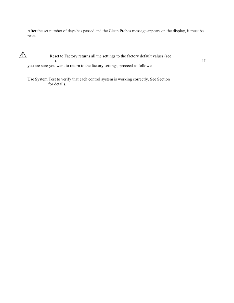Reset, Reset to factory, System test | YSI 5200 User Manual | Page 87 / 148