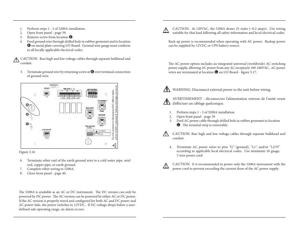 Step 4 wire power, Wire ac power | YSI 5200A User Manual | Page 22 / 121