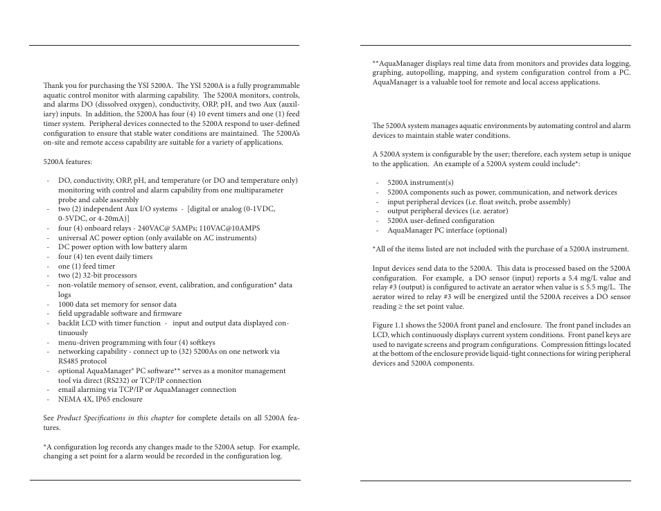 Introduction product description, Introduction, Product description | YSI 5200A User Manual | Page 6 / 121