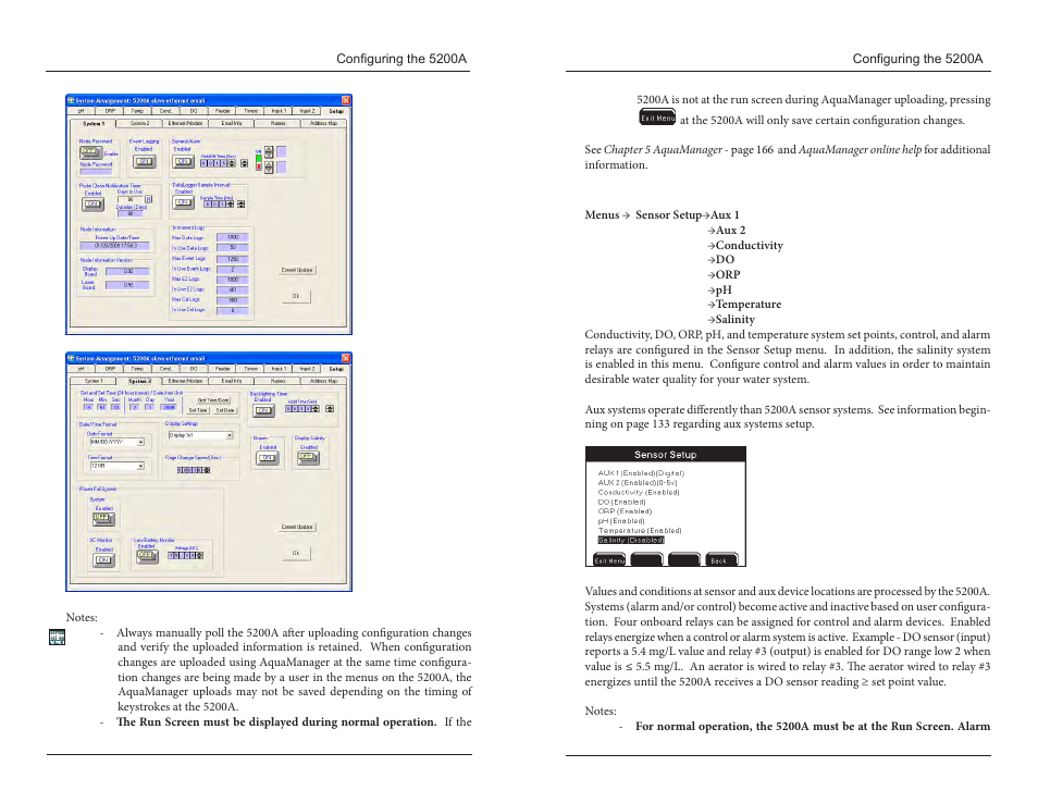 Sensor setup | YSI 5200A User Manual | Page 64 / 121