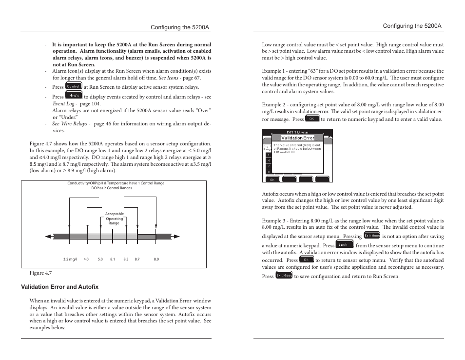 Validation error and autofix | YSI 5200A User Manual | Page 66 / 121