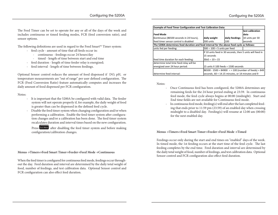 Feed mode | YSI 5200A User Manual | Page 76 / 121