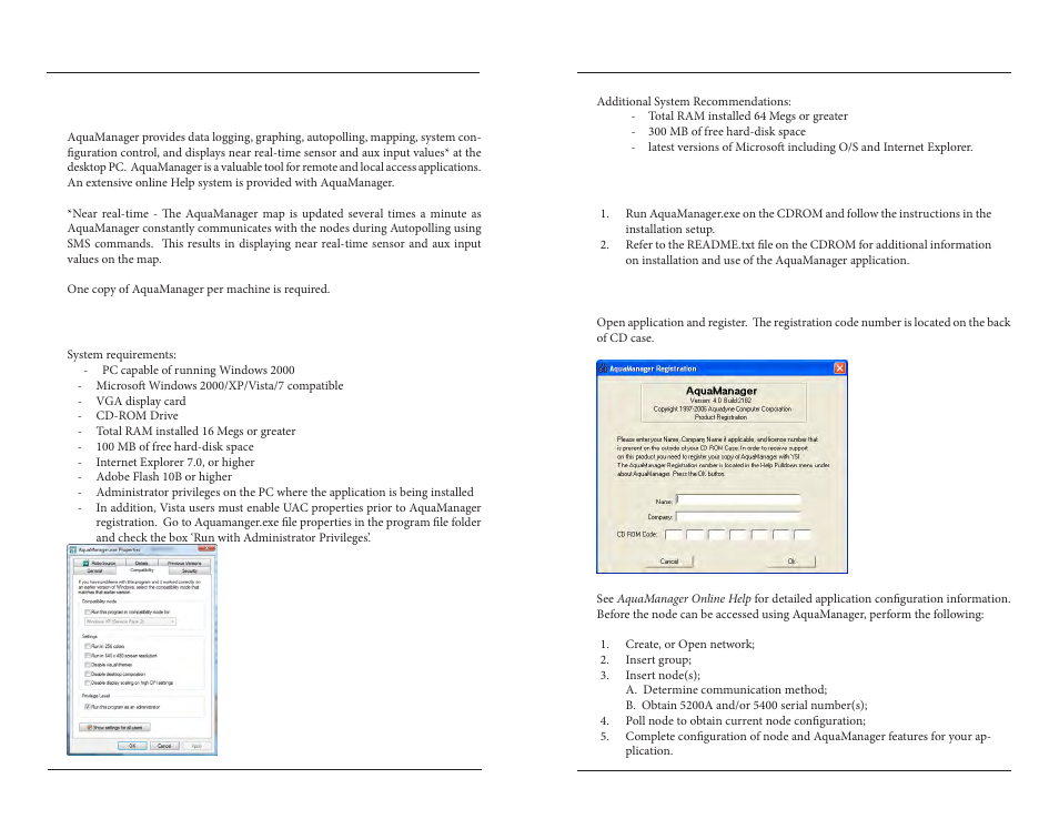 Installing aquamanager, Pc requirements and features software installation, Pc requirements and features | Software installation | YSI 5200A User Manual | Page 84 / 121