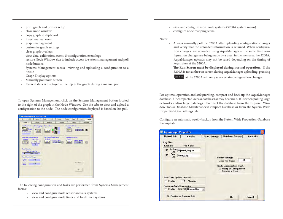 Systems management, Database management | YSI 5200A User Manual | Page 86 / 121