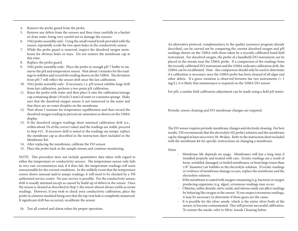 Sensor care and maintenance, Do sensor | YSI 5200A User Manual | Page 90 / 121