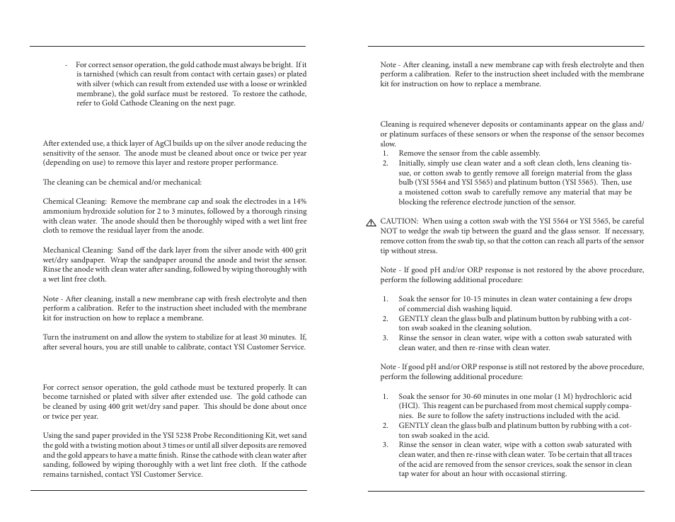 Ph and combination ph/orp sensor cleaning | YSI 5200A User Manual | Page 91 / 121