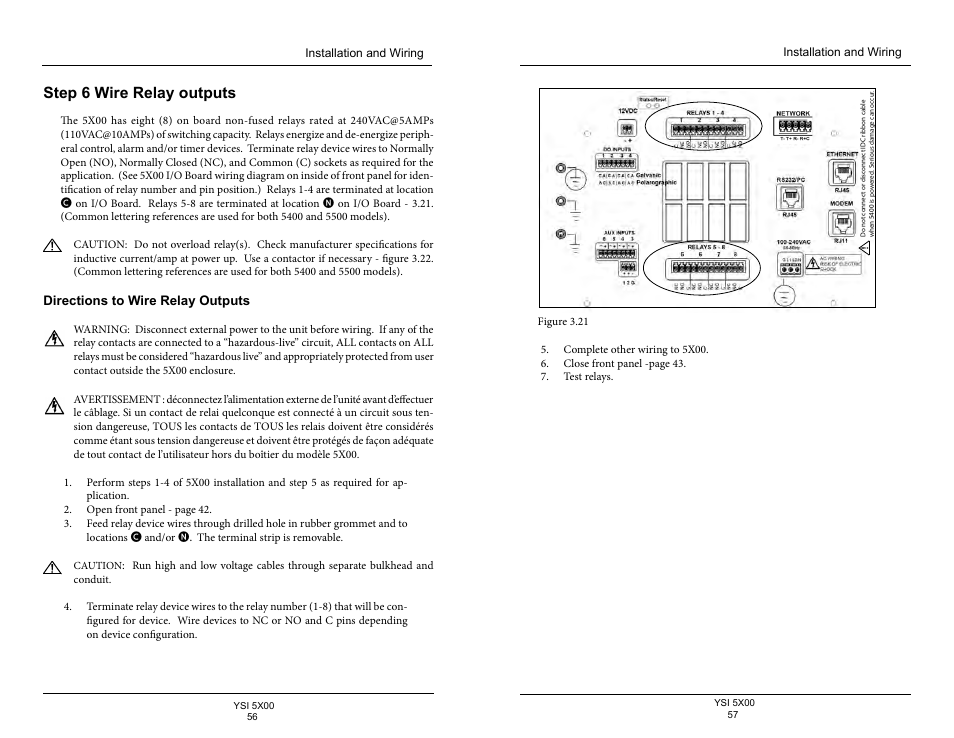 Step 6 wire relay outputs, Directions to wire relay outputs | YSI 5500D-1 User Manual | Page 29 / 127