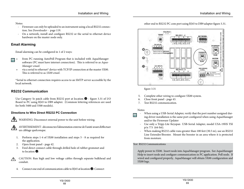 Email alarming, Rs232 communication | YSI 5500D-1 User Manual | Page 35 / 127