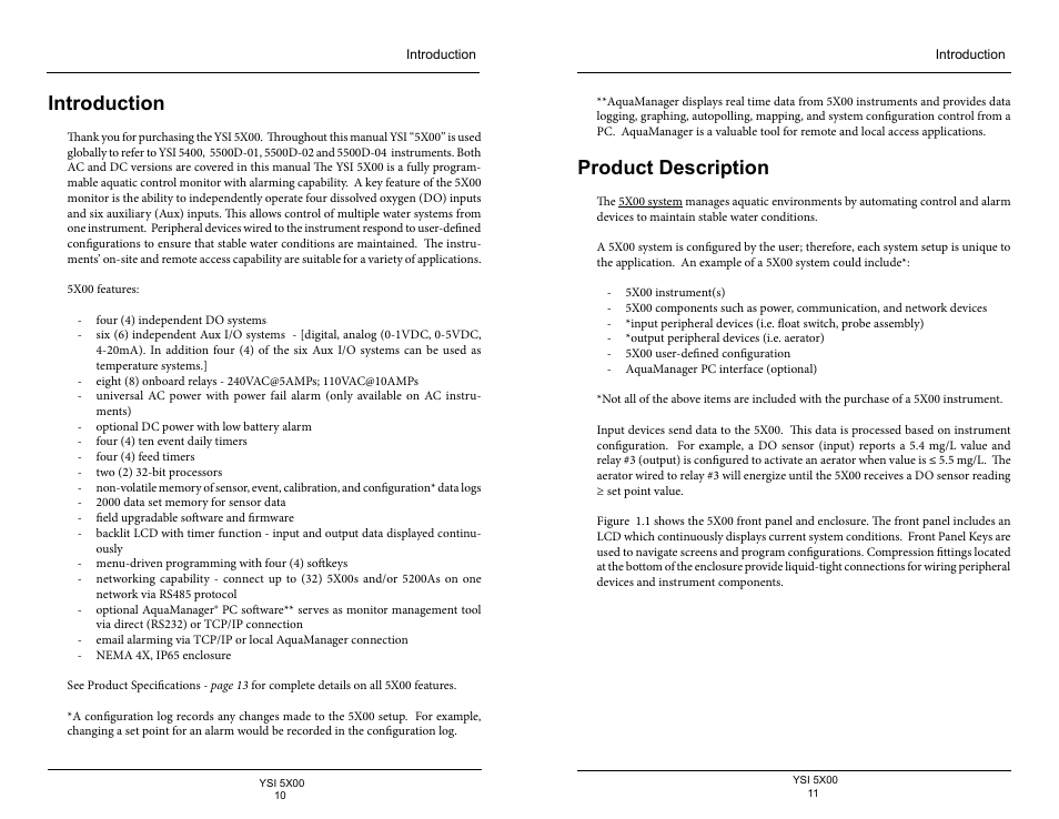 Introduction, Product description | YSI 5500D-1 User Manual | Page 6 / 127